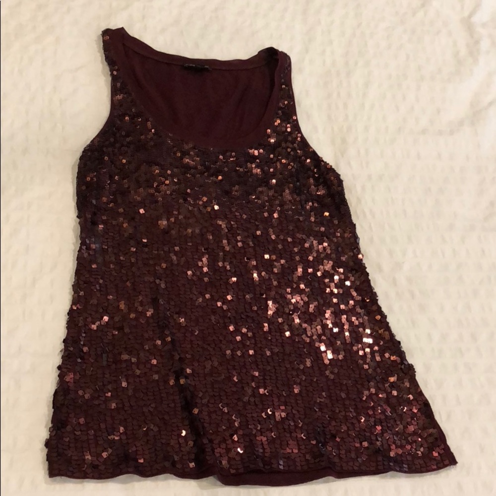 Express maroon sequin tank